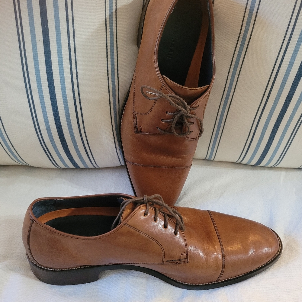 Cole Haan Mens Lenox Hill British Tan Cap Toe Lace Up Dress Oxfords Size 10.5 M - Picture 3 of 11